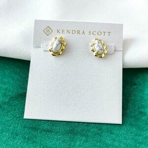New Kendra Scott Gold Stud Earrings - Piper White Howlite